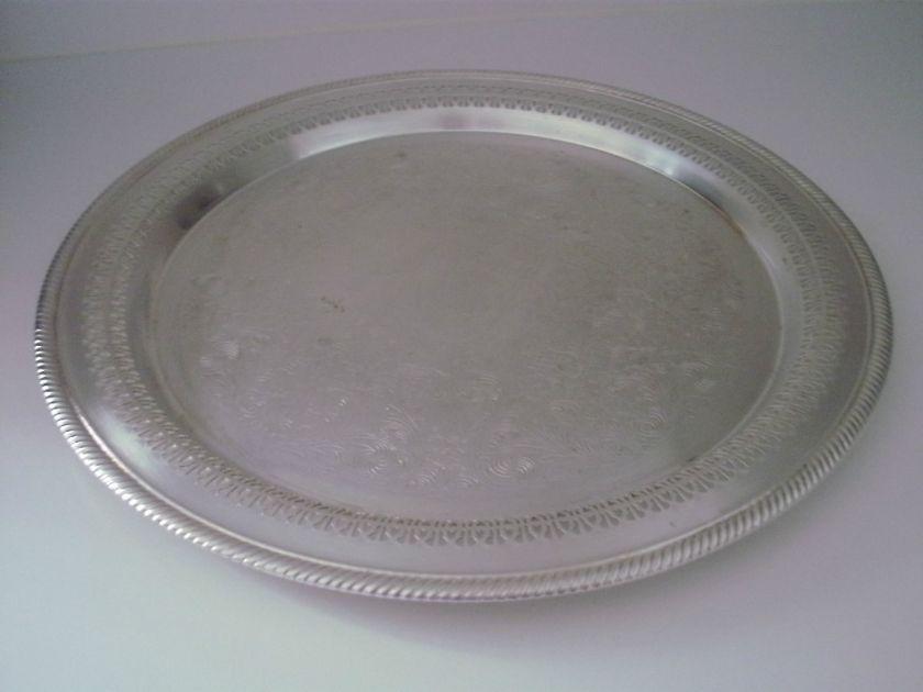WM. ROGERS SILVER PLATE ROUND TRAY 15 #172  