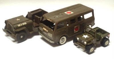 VTG 60s TONKA ARMY LOT JEEPS AMBULANCE 64 FORD ECONOLINE VAN NYLINT 